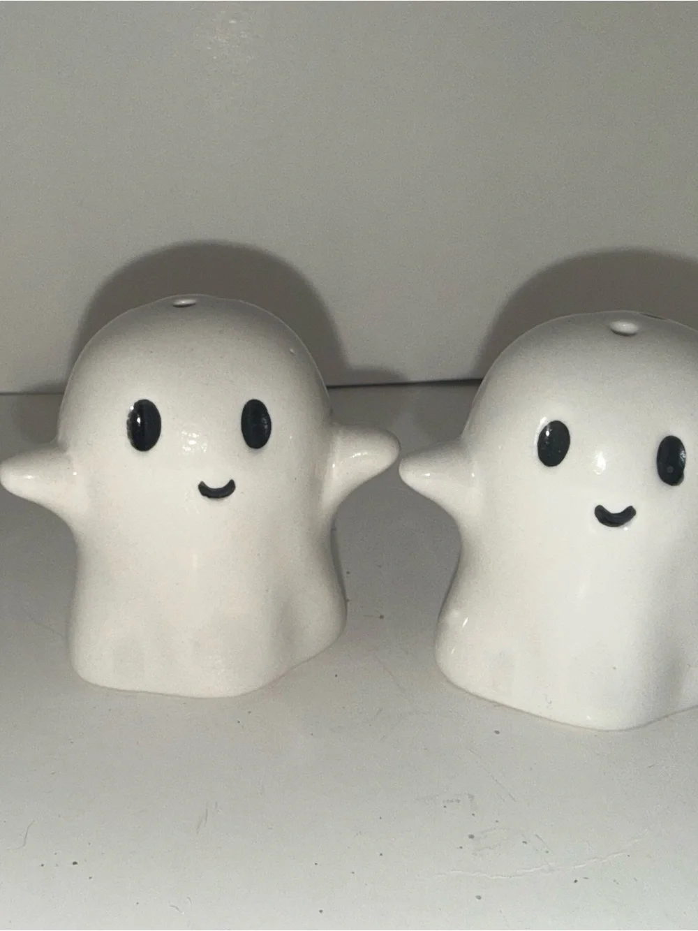 White Ceramic Ghost Salt and Pepper Shaker Set — Charming Home Accents